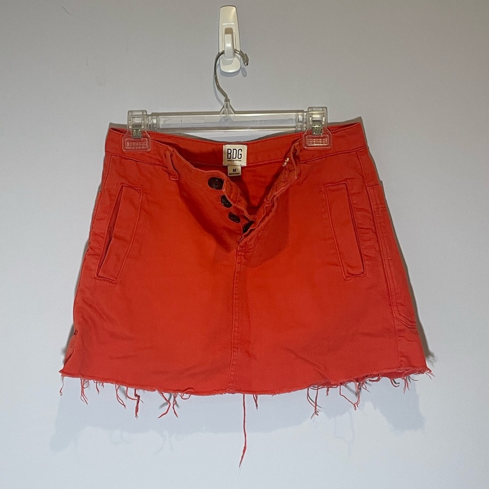 BDG red denim mini skirt size medium